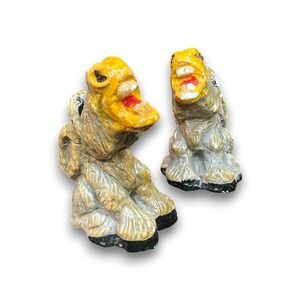 Vintage Donkey Salt & Pepper Shakers Head Up Bray Pair Chalkware Style